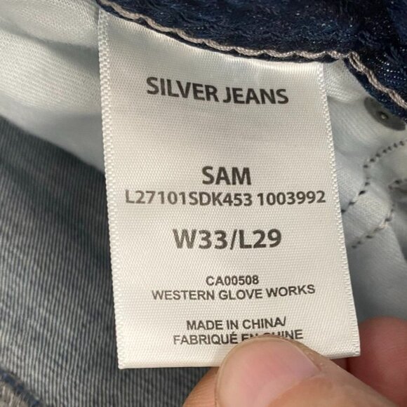 Silver Jeans Men's Jeans 33x29 Straight-Leg Mid-Rise Stretch Denim Sam - Picture 3 of 12